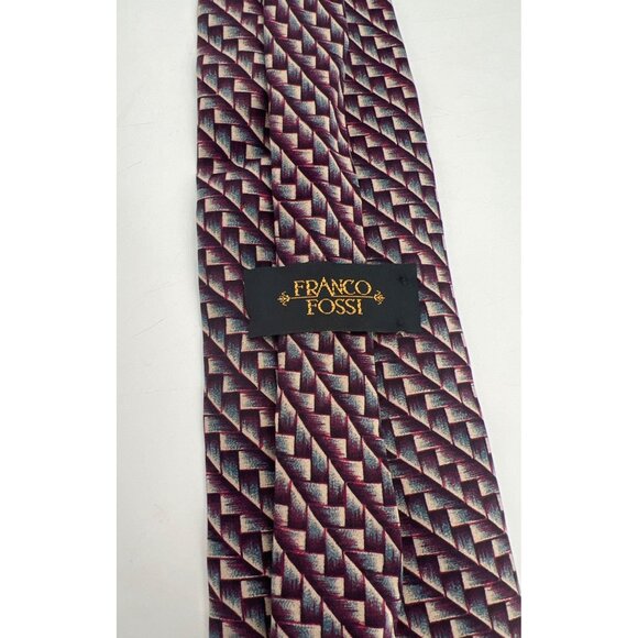 Franco Fossi Mens Geometric Silk Tie Italy Multicolor Pattern Elegant & Stylish - Picture 4 of 6